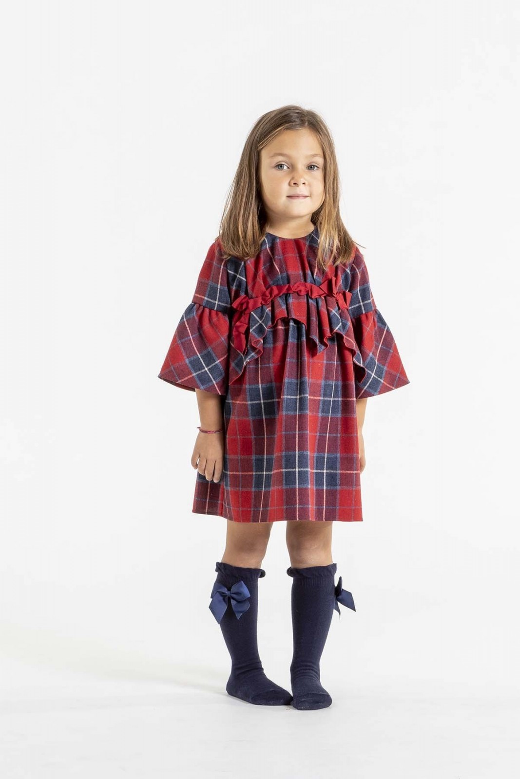 Abito in lana scozzese rosso Heebriz abbigliamento