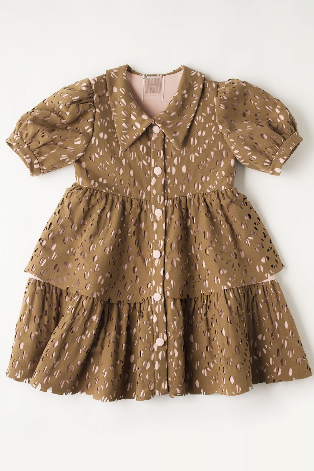 Abito Estivo Bambina In Chiffon Con Maniche A Sbuffo E Cintura - Vestito A Trapezio Con Balze E Colletto Quadrato Per Feste E Occasioni Speciali - Foto 2